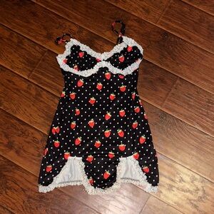 Strawberry Print Black and White Women's dress